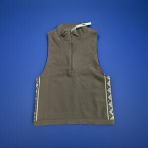 PINK Winter Seamless Half-Zip Tank Top Large